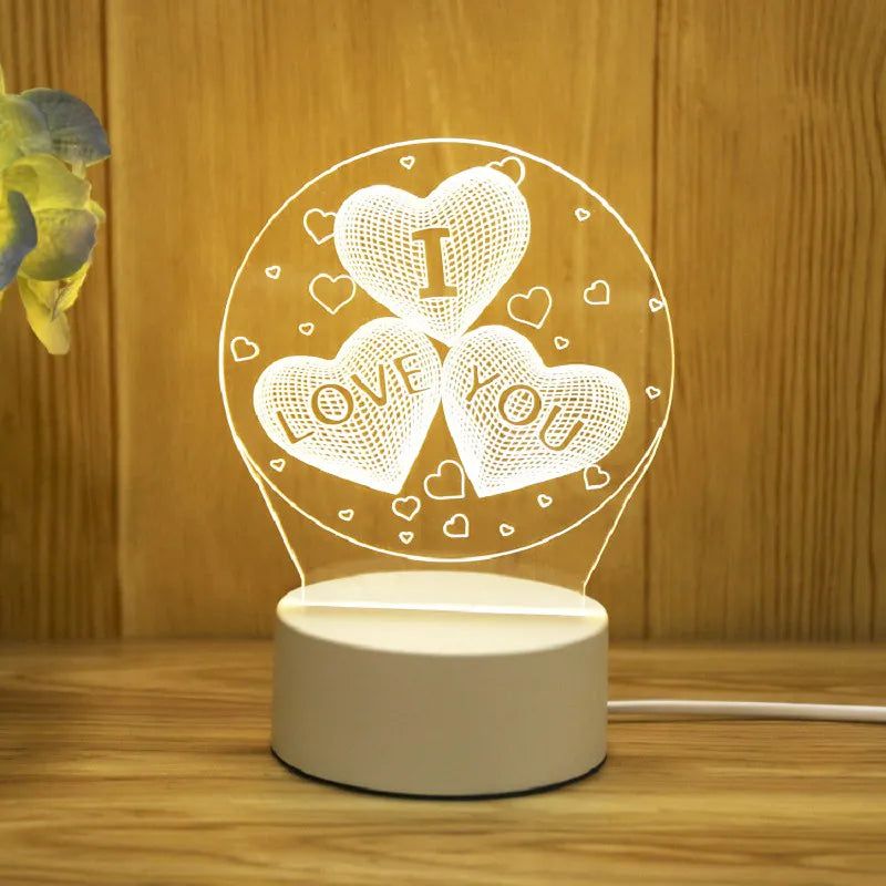 Valentine's Day Romantic Love 3D Acrylic Led Lamp